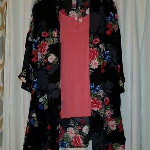 Sheer floral kimono